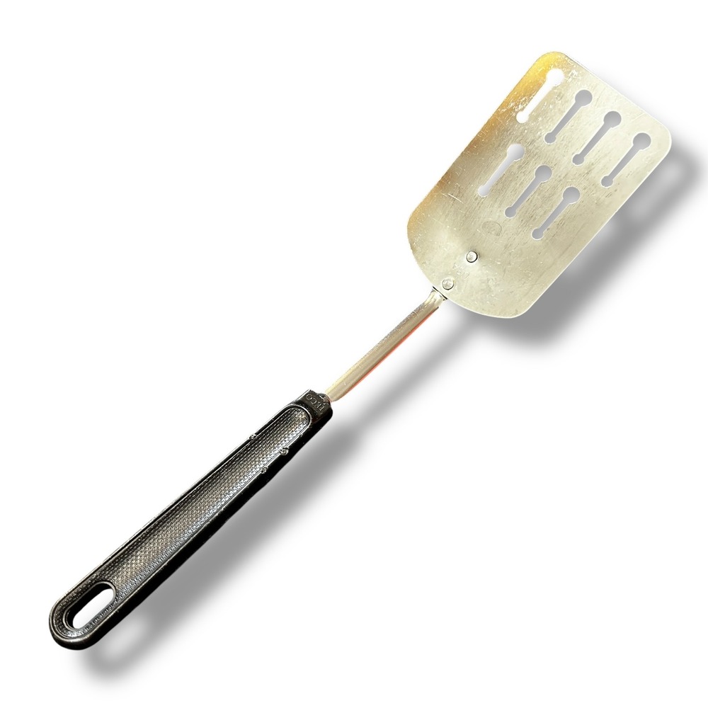 Vintage EKCO Keyhole‎ Slotted Spatula 12.5" Stainless Steel Black USA Turner